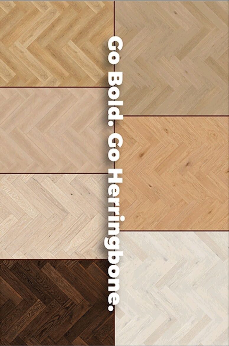 Herringbone flooring patterns in a range of tones