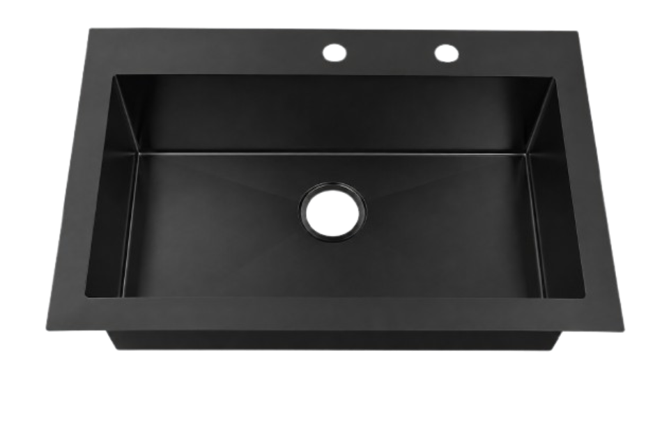 33" 16-Gauge Single Bowl Honeycomb Stainless Black Workstation Sink - Top Mount Kitchen Sinks